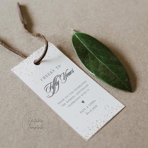 50th Anniversary Favors Tag, Cheers to 50 years Tag, 50th Anniversary Thank You Tag, Wedding Anniversary Tag, Editable Template, GAC371