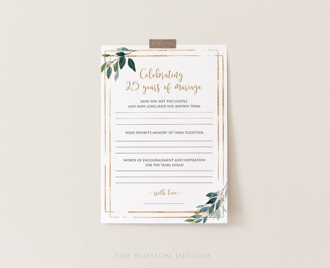 Printable Anniversary Party Sheet 25th Anniversary Game - Etsy