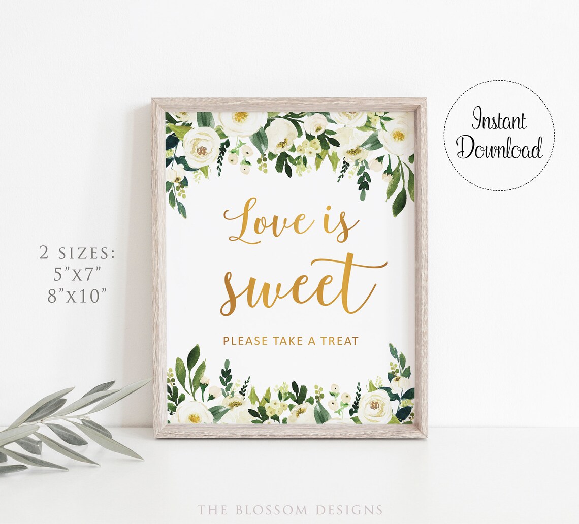 Greenery Love is Sweet Sign Anniversary Signs Printable - Etsy