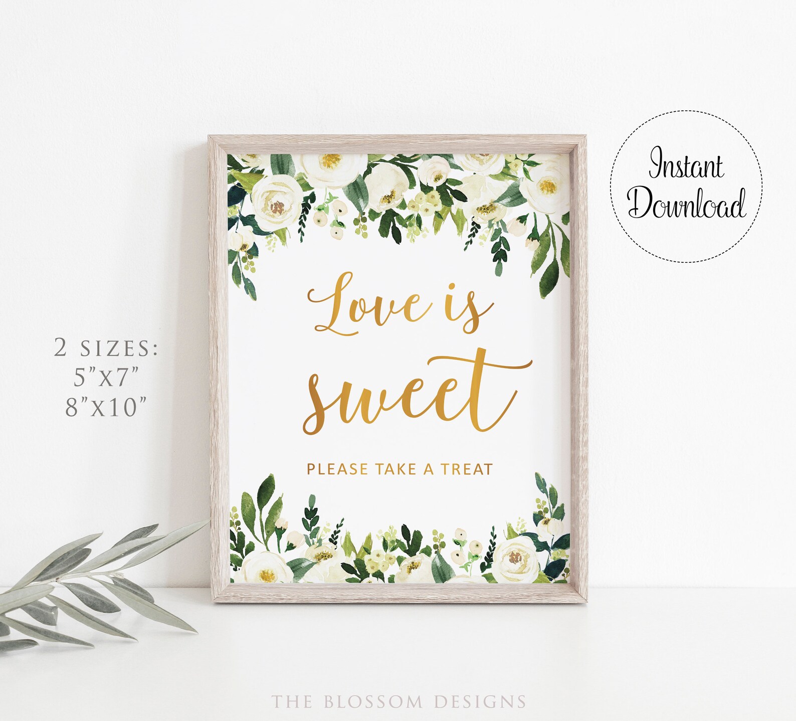 Greenery Love is Sweet Sign Anniversary Signs Printable - Etsy