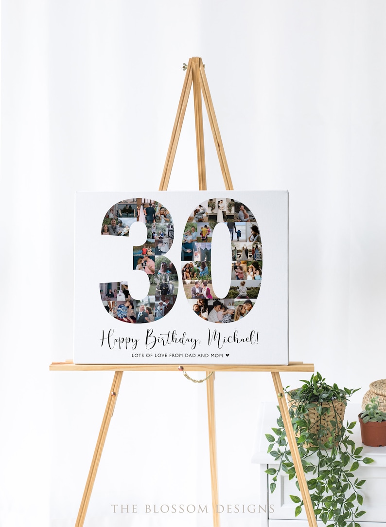 Custom 30th Birthday Gift, Number 30 Photos Collage, 30th Birthday Gifts, 30th Birthday Sign, Born in 1994, Personalized Sign, SWI11 image 4