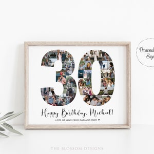Custom 30th Birthday Gift, Number 30 Photos Collage, 30th Birthday Gifts, 30th Birthday Sign, Born in 1994, Personalized Sign, SWI11 image 5