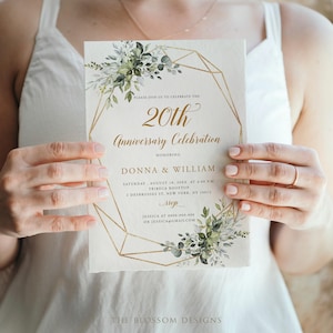 50th Anniversary Invitation, Greenery Wedding Invite, Golden Anniversary Printable, Editable Template, EAC195 image 3