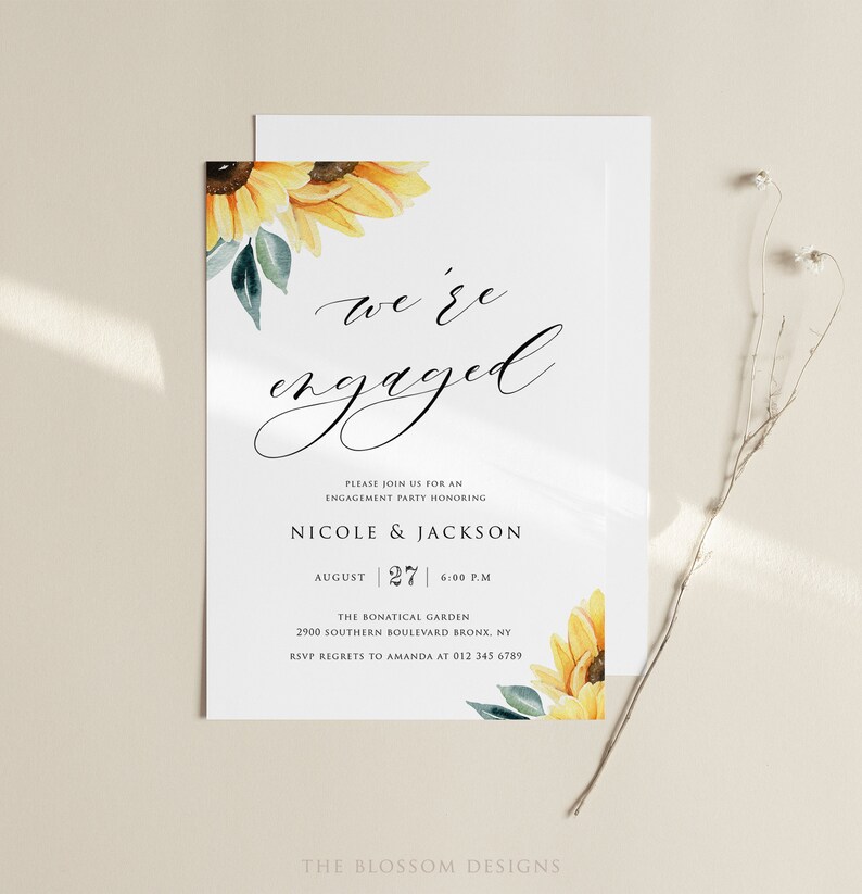 Sunflowers Engagement Party Invitation Template Printable Etsy