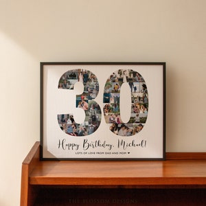 Custom 30th Birthday Gift, Number 30 Photos Collage, 30th Birthday Gifts, 30th Birthday Sign, Born in 1994, Personalized Sign, SWI11 image 3