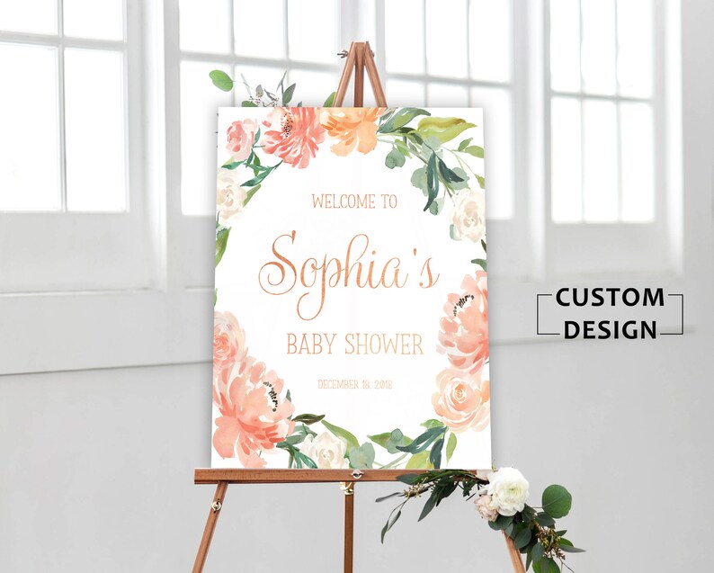 Baby Shower Sign Baby Shower Welcome Sign Floral Baby Shower Etsy