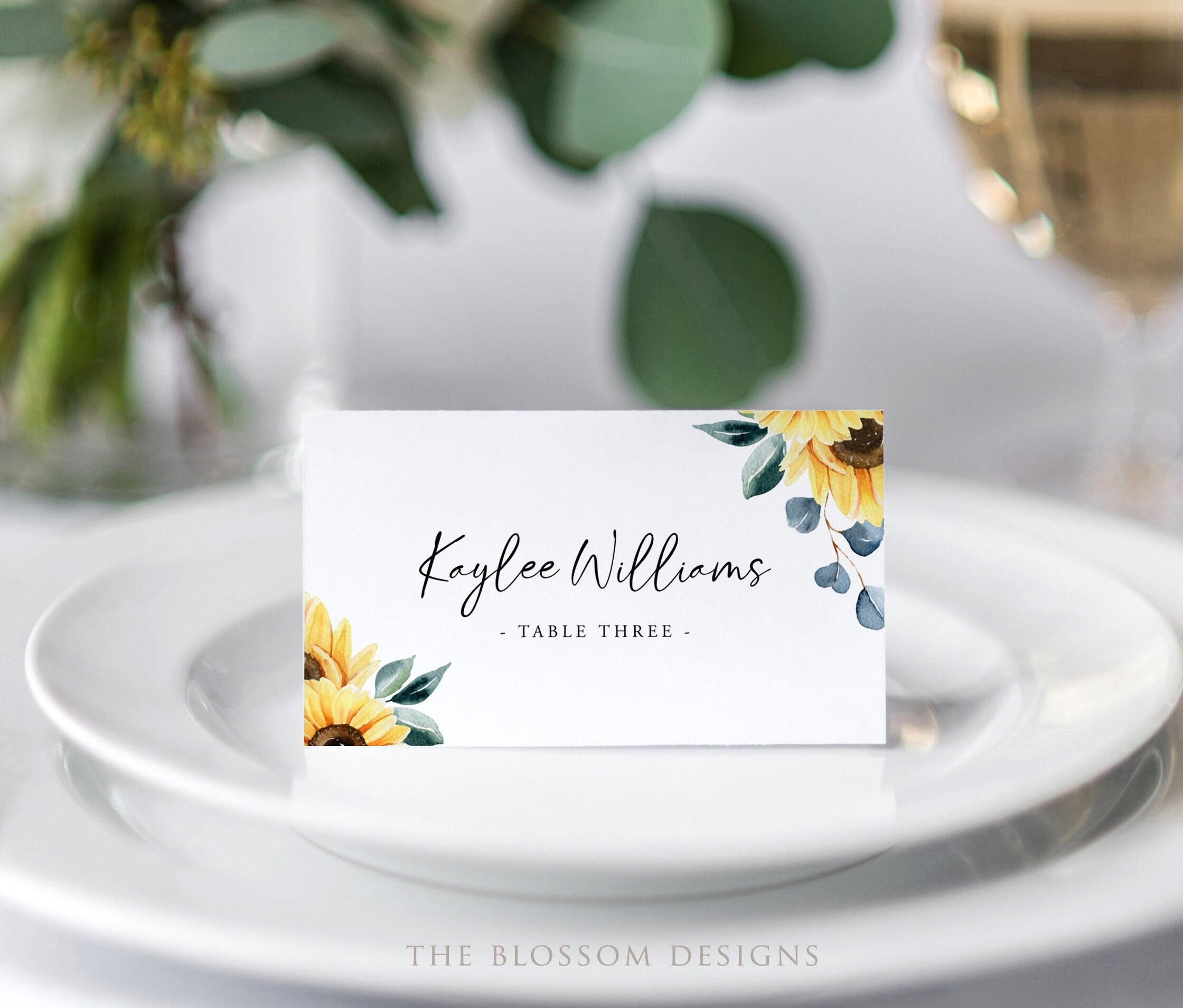 Sunflower Place Card Template Printable Place Card Wedding | Etsy