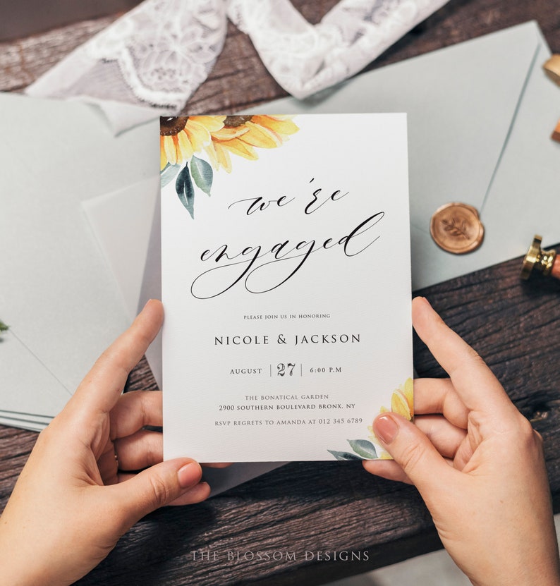 Sunflowers Engagement Party Invitation Template Printable Etsy