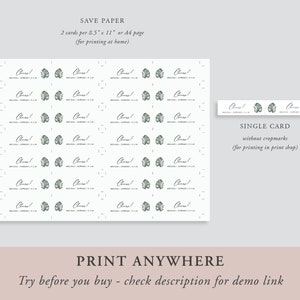 Tropical Straw Tag Template, Monstera Straw Tag Template , Wedding Mini ...