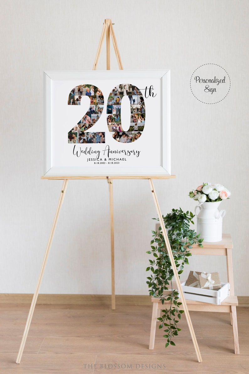 Custom 20th Anniversary Gift, Number 20 Photo Collage, Married in 2006 ...