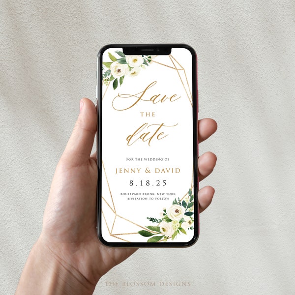 Greenery Save the Date Template, Electronic Save the Date, Save the Date Evite, Electronic Save The Date Invitation, Editable Template, WF43