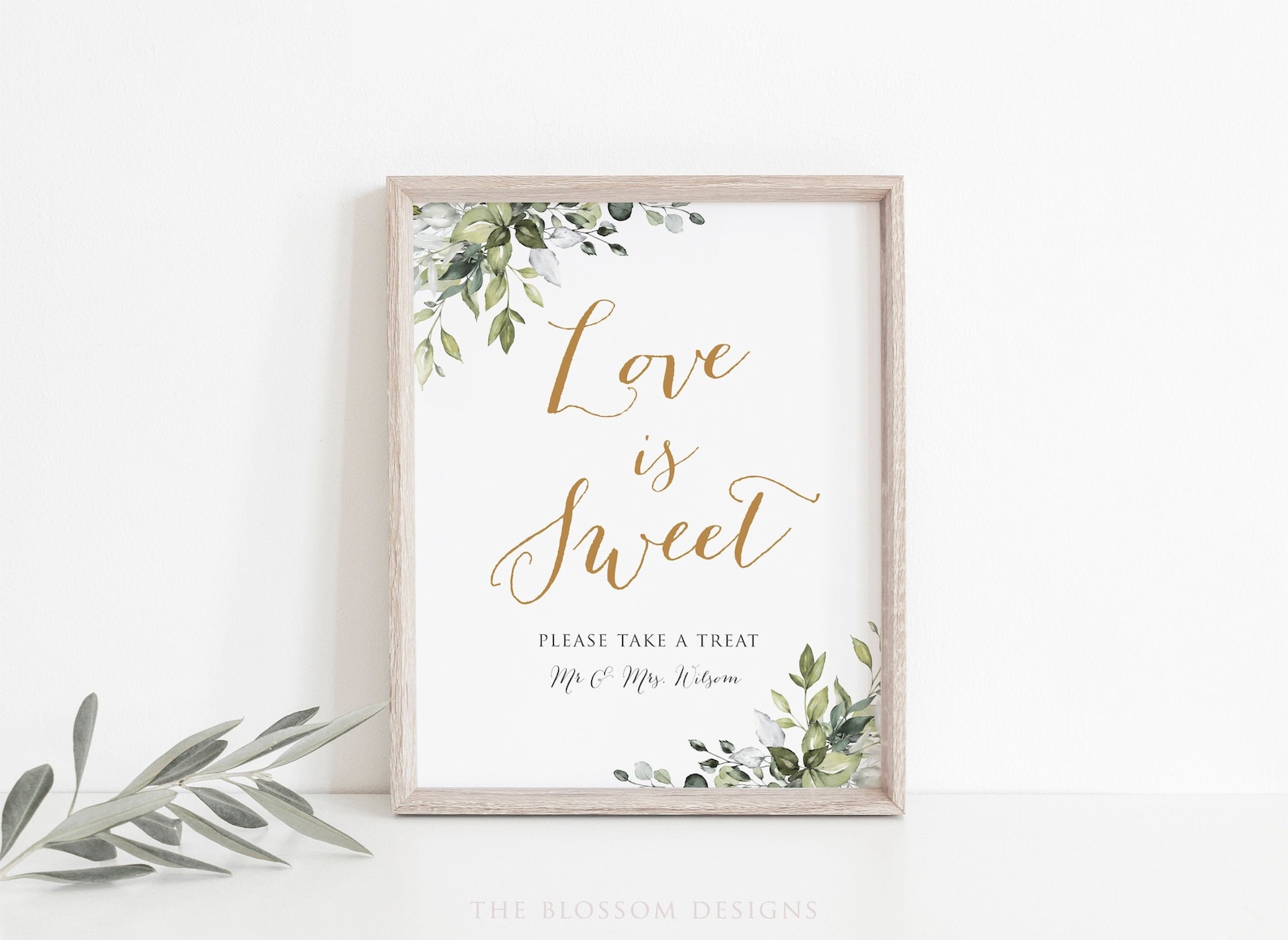Greenery Love is Sweet Sign Greenery Signs Printable | Etsy