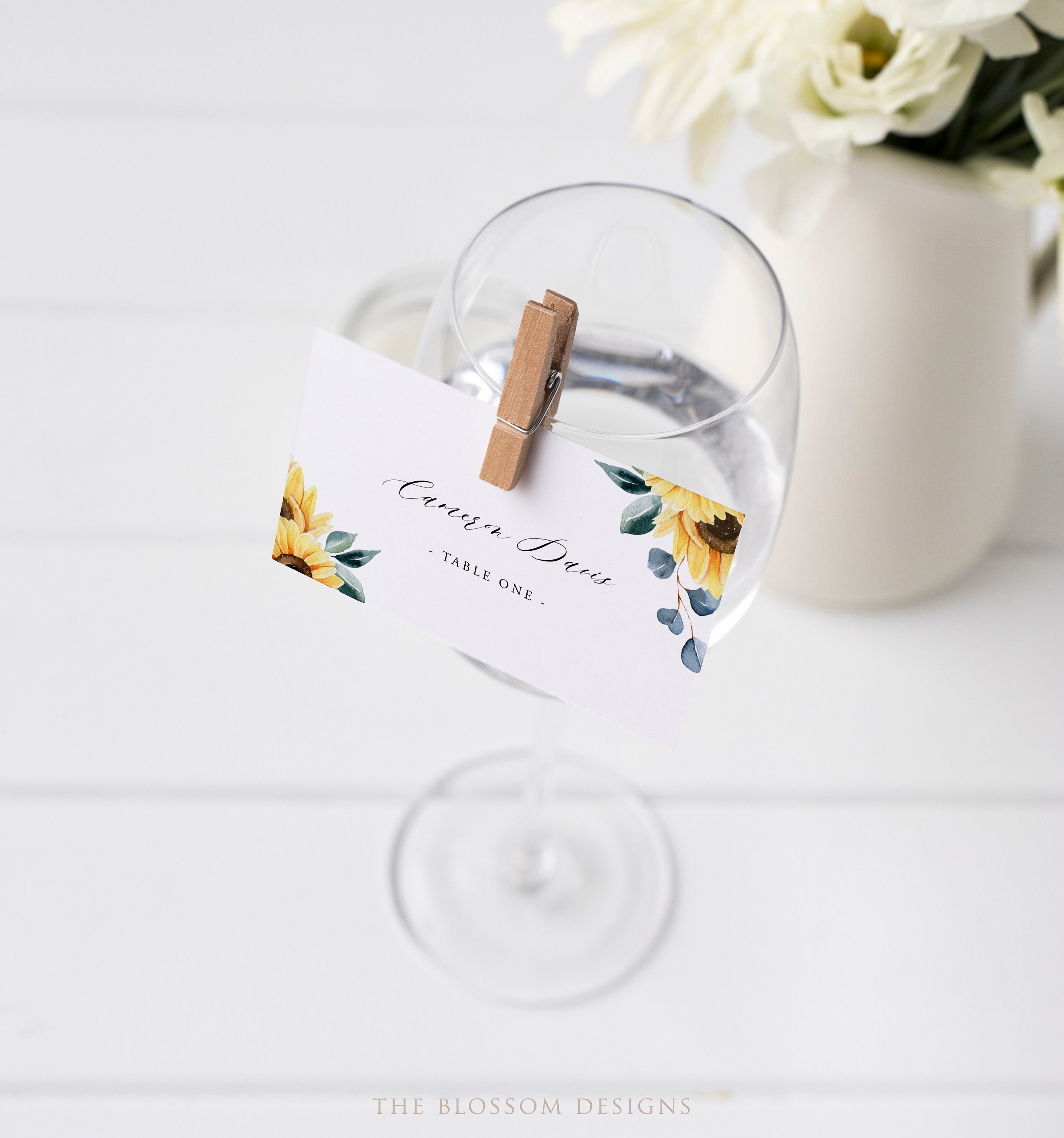 Sunflower Place Card Template Printable Place Card Wedding Etsy