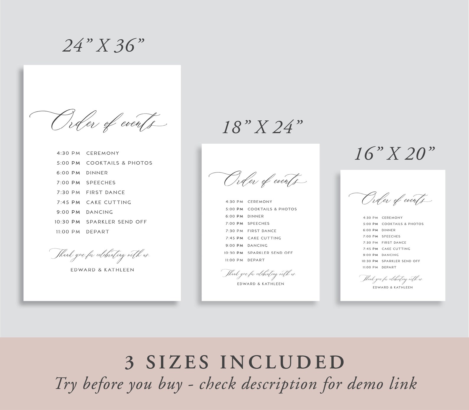 Order of Events Template Order of Events Printable Wedding - Etsy