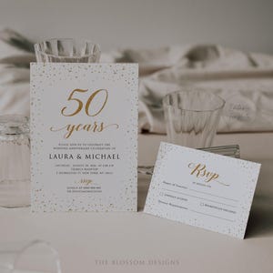 50-jähriges Jubiläum einladen Bündel, Jubiläums-RSVP-Karte, Goldjubiläumseinladung, Hochzeitsjubiläum druckbar, bearbeitbare Vorlage, GAC358