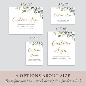 Greenery Wedding Sign Template, Custom Sign Printable, Create Unlimited ...