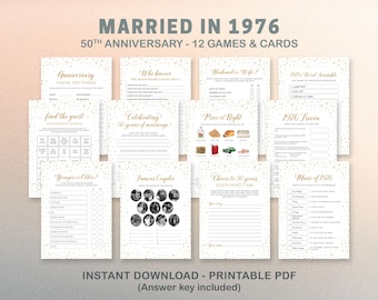 50th Anniversary Party Games, Married in 1976, 12 Games Set (Instant Download), GAC386