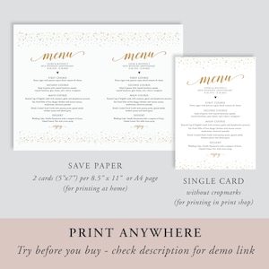 Gold Party Menu Template, 50th Wedding Anniversary Menu, Anniversary ...