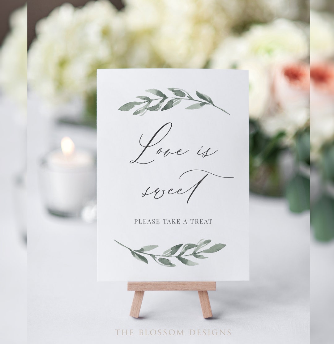 Greenery Love is Sweet Sign, Greenery Signs Printable, Printable ...