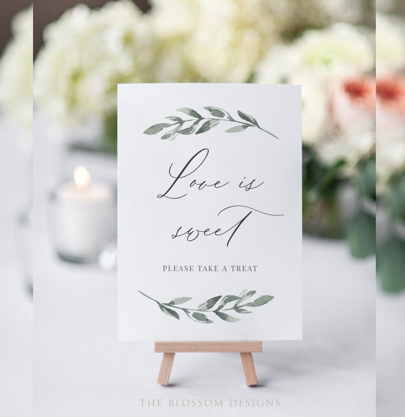 Greenery Love is Sweet Sign Greenery Signs Printable - Etsy