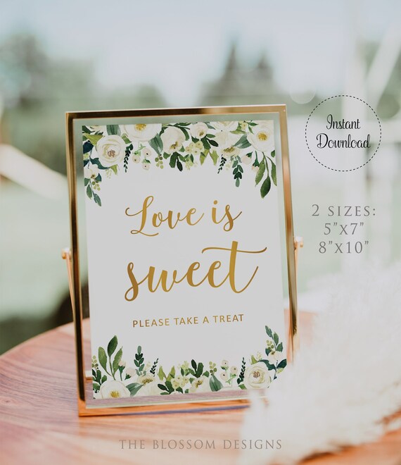 Greenery Love is Sweet Sign Anniversary Signs Printable | Etsy