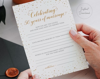 50th Anniversary Party Game, Celebrating 50 Years of Marriage, Printable Template (Instant Download), GAC31