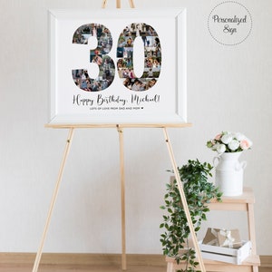 Custom 30th Birthday Gift, Number 30 Photos Collage, 30th Birthday Gifts, 30th Birthday Sign, Born in 1994, Personalized Sign, SWI11 image 2