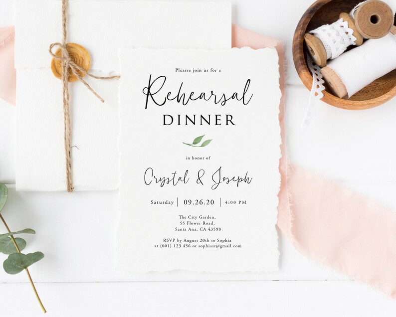 Templett Rehearsal Dinner Invite GN01 Rehearsal Dinner Invitation Template Greenery Rehearsal Dinner Invite Rehearsal Dinner Invitation