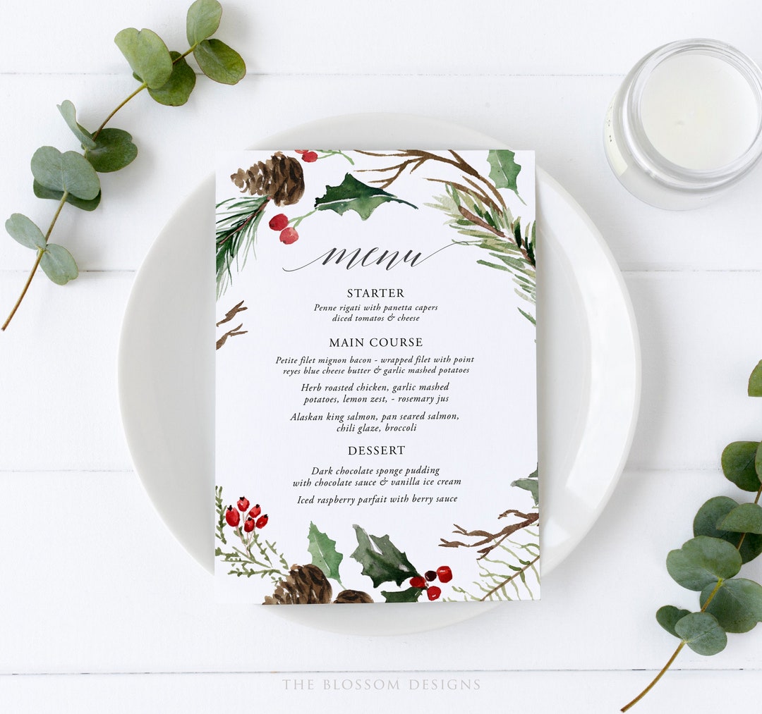 Christmas Menu Template, Christmas Menu, Printable Christmas Menu ...