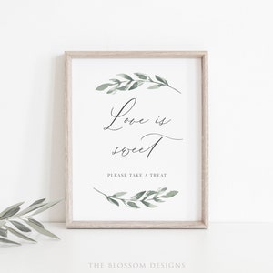 Greenery Love is Sweet Sign, Greenery Signs Printable, Printable ...