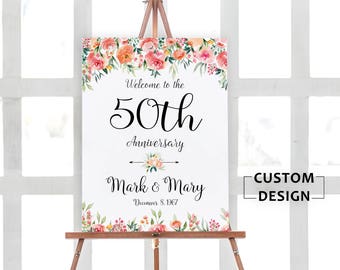 Cartel del 50 aniversario, cartel del 50 aniversario, letrero de aniversario imprimible, decoración del 50 aniversario, aniversario de bodas, bodas de oro