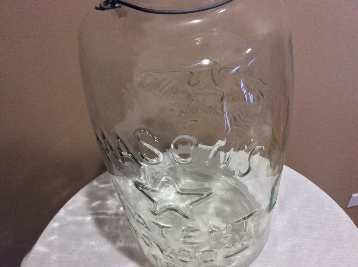 Vintage Giant Mason Jar 4 Gallon Eagle Star Clear Glass Patent Etsy