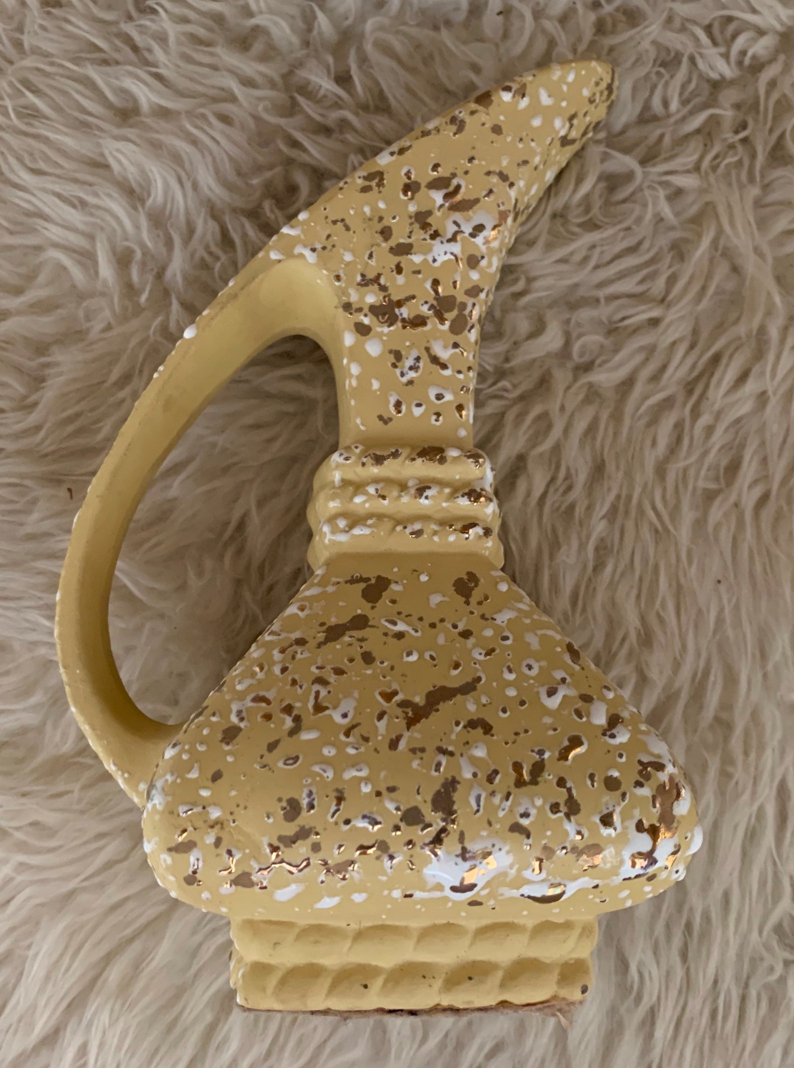 Midcentury Gold Speckled Ceramic Pitcher // Midcentury Vase // Etsy