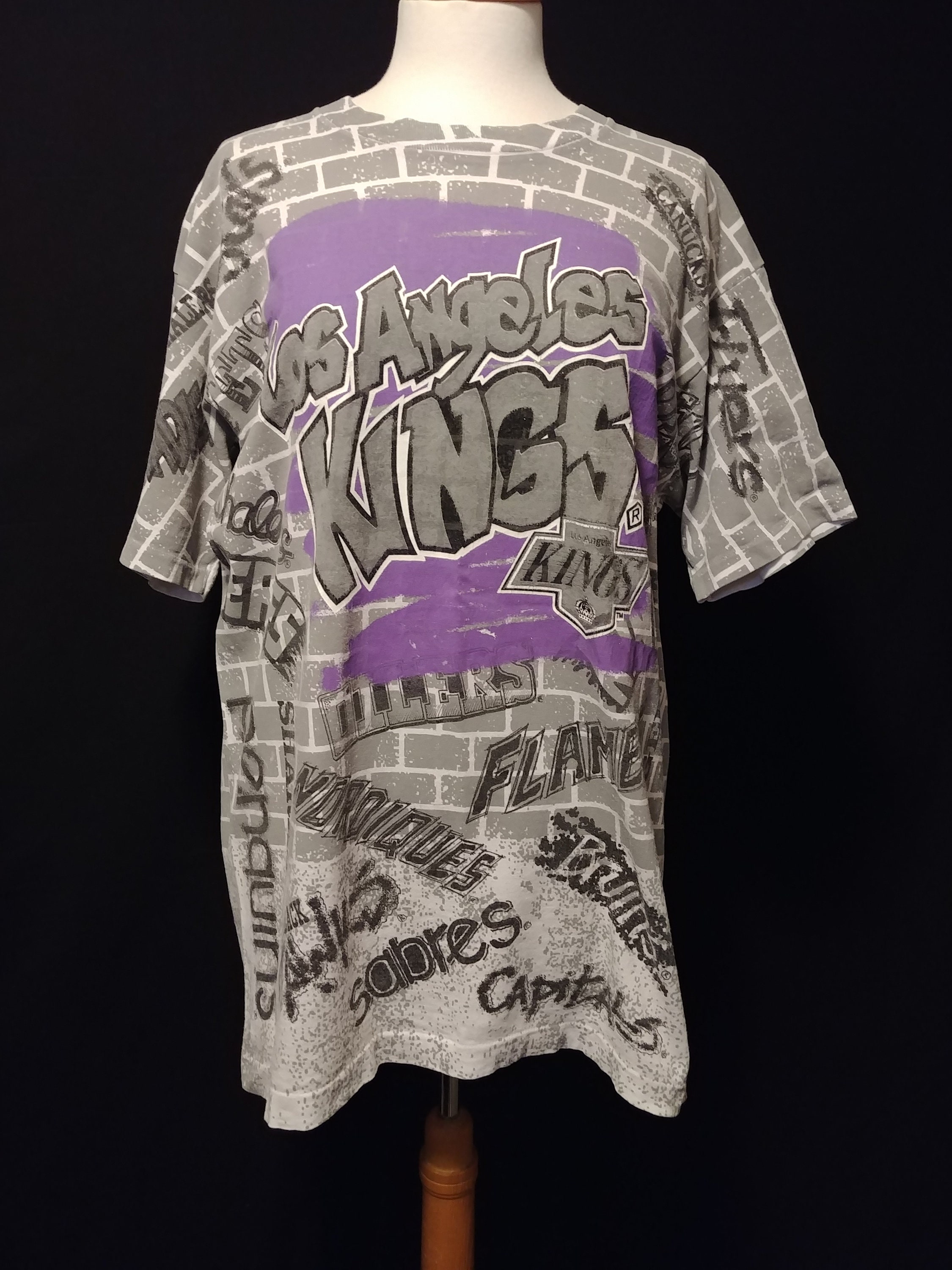 Los Angeles LA Kings Retro Brand Purple Soft Cotton Short Sleeve T