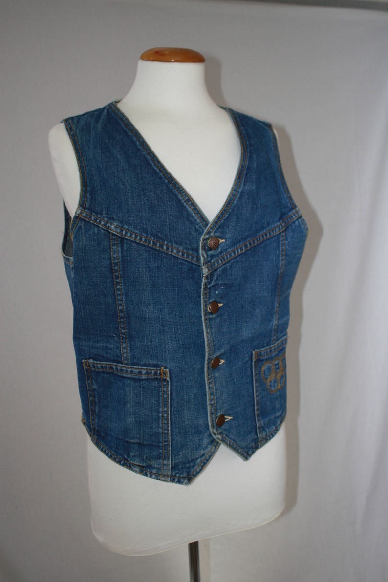 Vintage Olympic Denim Jean Vest,Collectible Olympic Apparel,