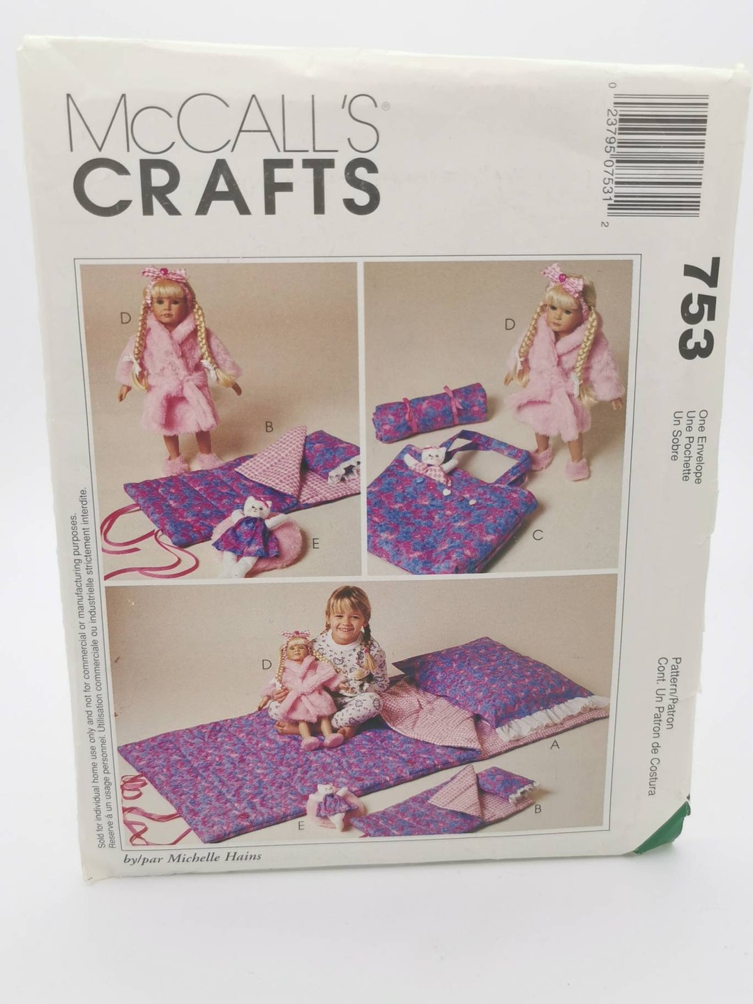 Mccalls Crafts 753 Childs Sleeping Bag and Pillow Tote Bag Etsy
