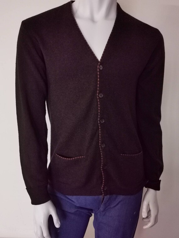 Vintage 60s Jantzen Mens Waterwool Wool Cardigan B