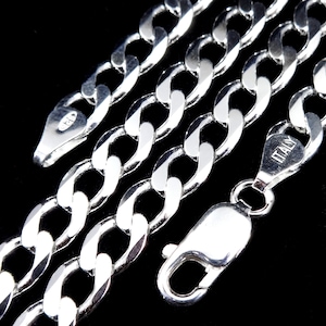 6MM Men&#39;s Solid 925 Sterling Silver Italian Cuban CURB Link Chain Necklace or Bracelet Made in Italy 8&quot; 9 18 20 22 24 26 28 or 30&quot; Inches