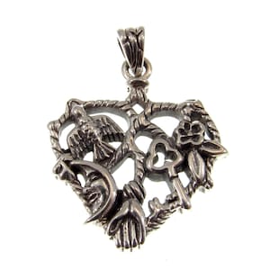 Colgante de bruja italiana &quot;Cimaruta&quot; en plata de ley 925 maciza, amuleto mágico neopagano artesanal, talismán wiccano, idea de regalo de bruja.