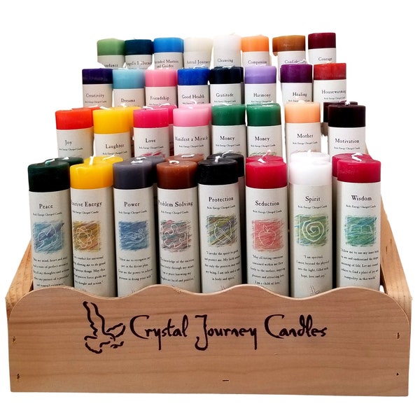 Reiki Charged Herbal Magic Intention Candles Scented Manifestation Candle, Colorful Colored Pillar Candle Set, Altar Ritual Candle 32 Scents