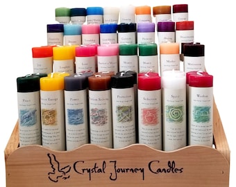 Reiki Charged Herbal Magic Intention Candles Scented Manifestation Candle, Colorful Colored Pillar Candle Set, Altar Ritual Candle 32 Scents