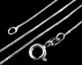 .925 Sterling Silver 0.7mm 0.9mm Made in Italy 1.5mm or 1.7mm Box Chain Necklace 1.3mm 1.1mm