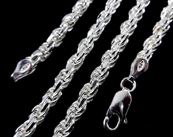 925 Sterling Silver Rope Chain 1.25 mm 