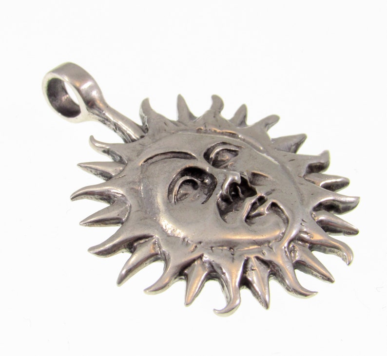 Solid 925 Sterling Silver Sun & Moon Faces Pendant – Celestial Necklace ...