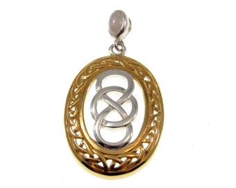 Solid 925 Sterling Silver & 18k Gold Celtic Infinity Knot Pendant, Handcrafted Magic Binding Spell Amulet