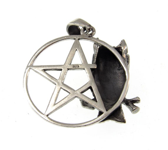 Sitting Owl with Star Pendant, Sterling Silver, Pentacle