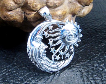 Ciondoli con ciondolo celtico sole e luna in argento sterling, collana