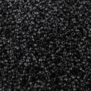 DB0310 11/0 Miyuki Matte Black Delica Seed Beads, 5 Grams Tube, 25 Grams Bag, DB310, DB-0310 Japanese Glass Delicas for Jewelry Making