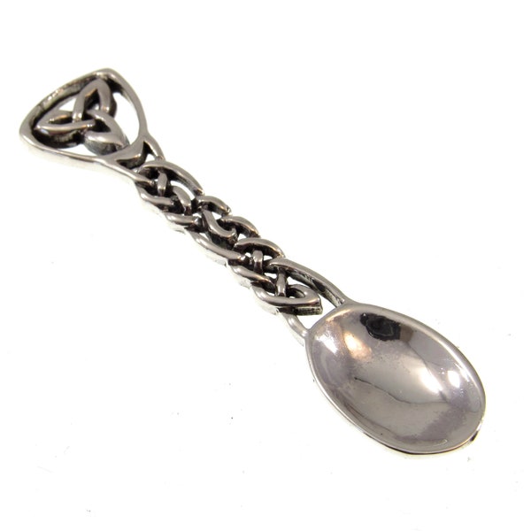 Solid 925 Sterling Silver Celtic Trinity Knot Salt Spoon