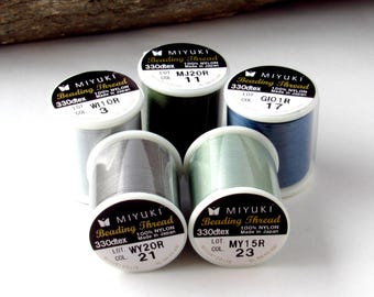 Cool Tones Pack Miyuki Beading Thread 50m Nylon Cord Kit for Delicas Bead Weaving